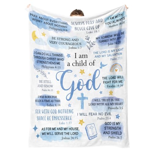 Encoink Baptism Gifts for Boys I Am a Child of God Blanket Christian Gifts for Men Birthday Teen Boy Gifts Trendy Stuff Inspirational Confirmation & First Communion Gifts for Boys (50 * 60)
