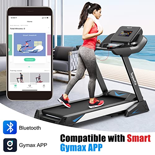 Image of Goplus 4.75HP Folding Treadmill with 15% Auto Incline and APP, Commercial Heavy Duty Superfit Treadmill with 20 Preset Programs, Bluetooth Speaker, Soft Drop System, Pause, Running Machine for Home