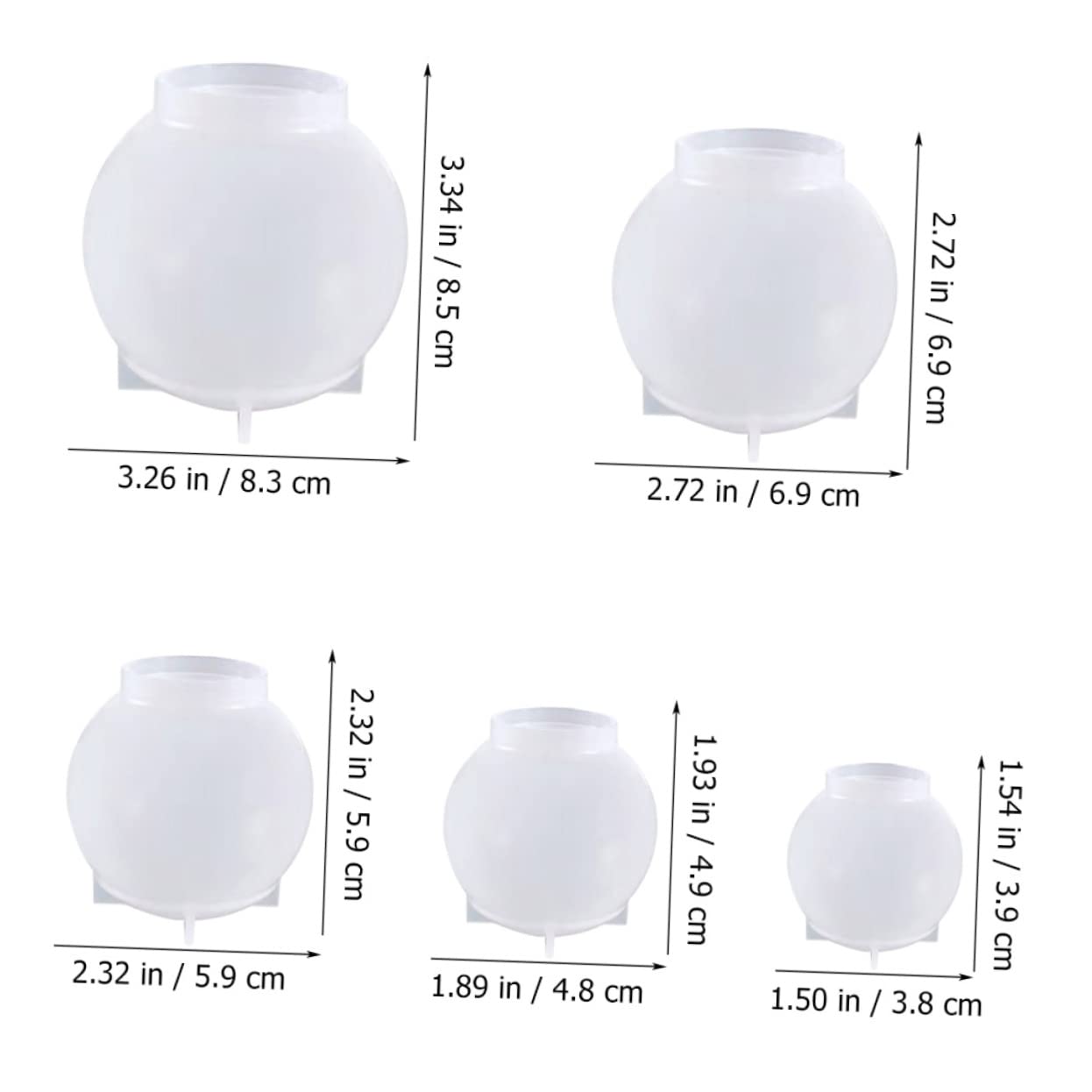 Veemoon 3 Set Stampo Epossidico Di Cristallo Silicio Stampo in Silicone Sfera Stampo Artigianato Che Fa La Muffa Stampo A Sfera Artigianale Gel Di Silice 5 Pezzi*3