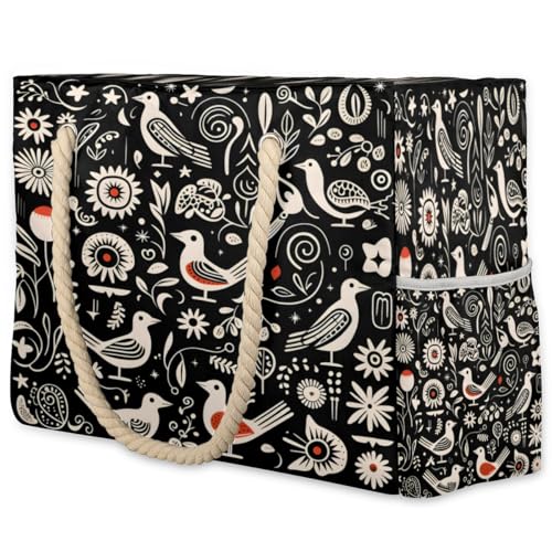 Tote Beach Bag for Women Large Zipper Beach Bags Waterproof Sandproof Cute Owls Gym Swim Pool Travel Bag