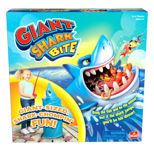 Goliath Games Giant Shark Bite: Snag the Fish and Be The Winner! | Kids Party Action Games | For 2-4 Players | Ages 4+
