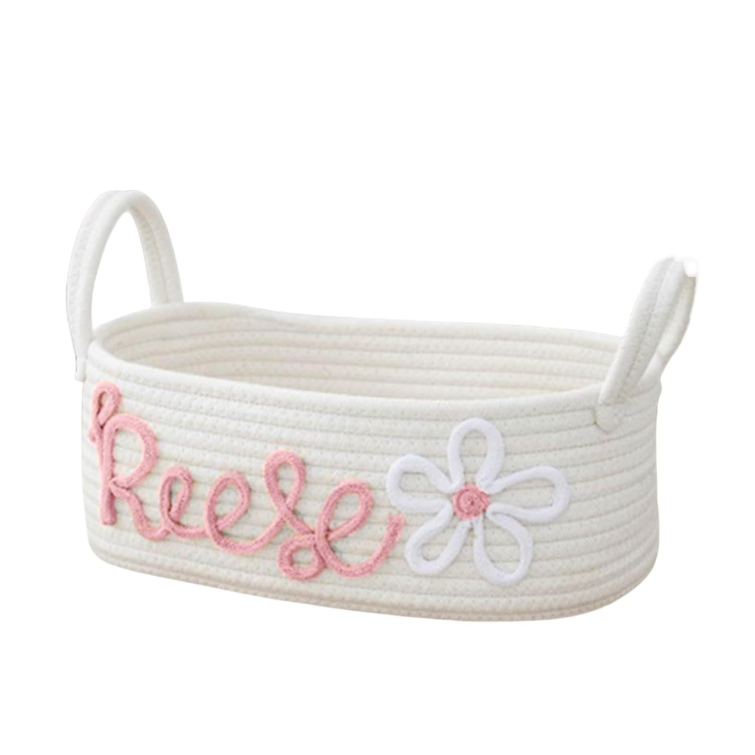 Minxltd 30X15x9cm Personalized Woven Storage Basket With Name, Custom Baby Shower Toy And Nursery Storage Basket(30X15x9cm)