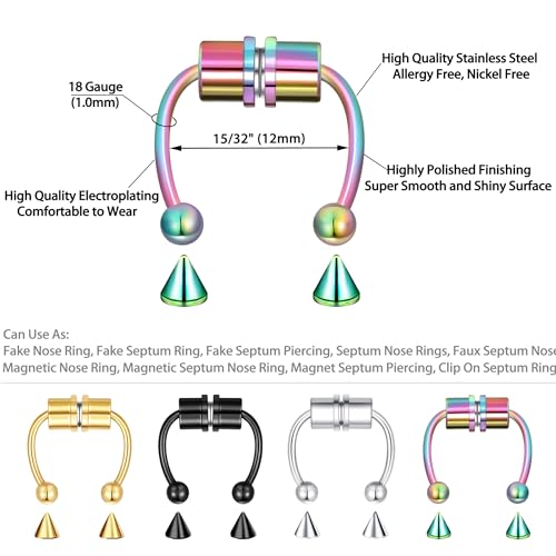 5-12 Pcs Nose Rings Hoops Nose Piercings Nose Piercing Jewelry Fake Nose Ring Fake Piercings Septum Lip Double Hoop Nose Ring Hoop Nose Rings for Women Clip On Helix Cartilage Hoop Earrings2