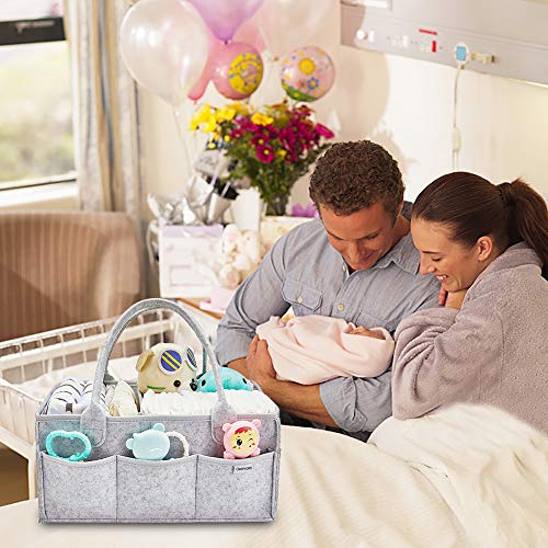 Clearworld Baby Diaper Caddy Organizer - Baby Shower Gift Basket for Changing Table and Car, Portable Nursery Storage Bin Great for Storing Diapers, Bottles, Baby\'s Toys (Grey)