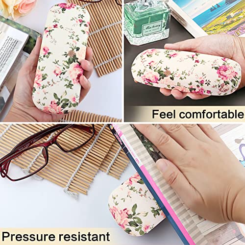 Image of Glasses Case Hard Shell Eyeglass Case for Women Fabrics Floral Retro Spectacle Case Box Portable