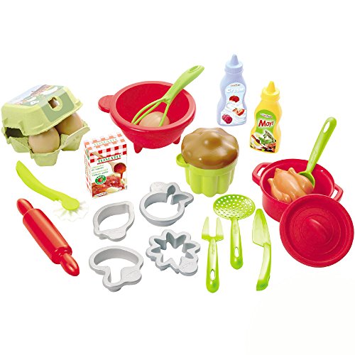 Preisvergleich Produktbild #1118 Puppengeschirr Backset 26-teilig mit Rührschüssel, Topf Puppenservice für Kinderküche Spielküche Zubehör