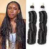 Mtmei hair French Curly Braiding Hair for Box Braids 8 Packs 12 Inch 85G/Pack Loose Wave Braiding Hair Nature Black Crochet Braids Spanish Curly Synthetic Spiral Curl Silky Braiding Hair Extensions for Black Women #1B (12 Inch,8 Packs)
