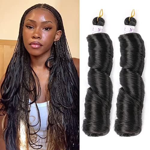 Mtmei hair French Curly Braiding Hair for Box Braids 8 Packs 12 Inch 85G/Pack Loose Wave Braiding Hair Nature Black Crochet Braids Spanish Curly Synthetic Spiral Curl Silky Braiding Hair Extensions for Black Women #1B (12 Inch,8 Packs)
