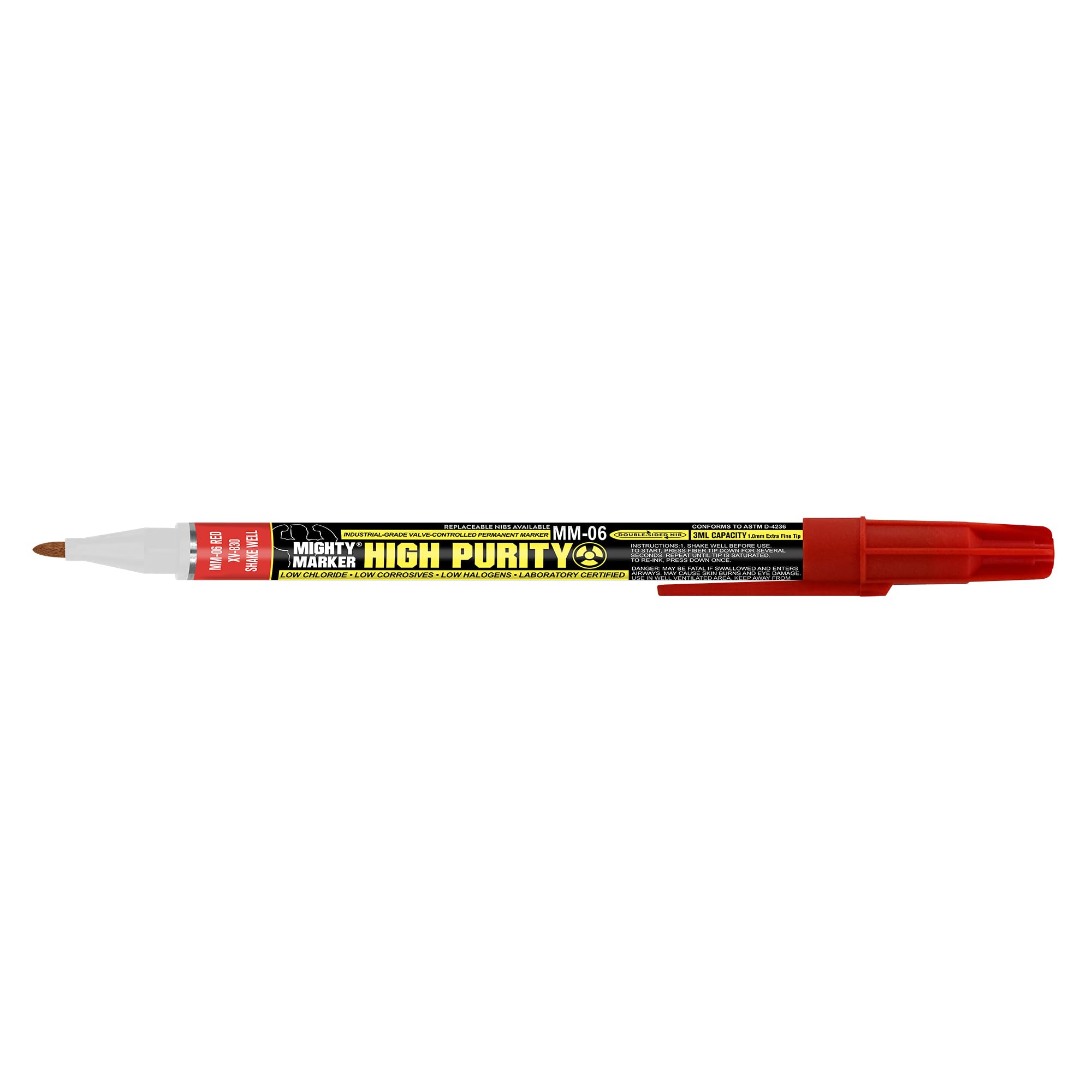 MM-06 High Purity Liquid Paint Marker with 1.0 mm Extra Fine Line Tip for Precision, Certified and Tested for Metals and Corrosion, Made in USA - Red 12 Pack