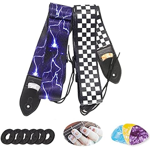 CANTUS 2 correas para guitarra, incluye 6 cierres de correa, 1 juego de protectores de dedos, 3 púas thumbnail