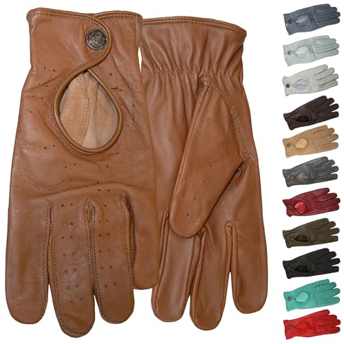 German Wear Unisex Driving Autofahrer-Handschuhe Lederhandschuhe (Karamell, 8=M)