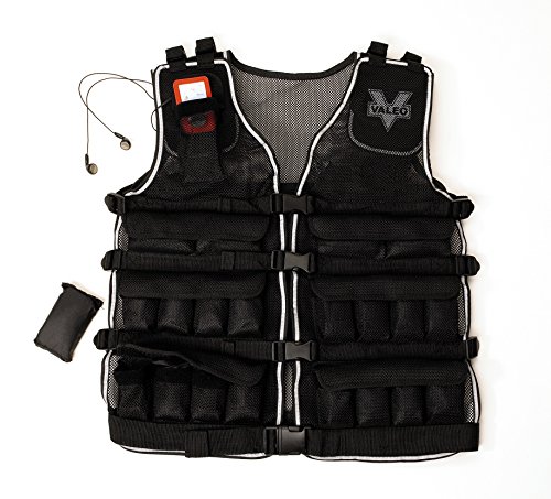 Valeo 40-Pound Weighted Vest With Removable 1 Pound Packs For Adjustments From 2 to 40 Pounds, VA4471BK