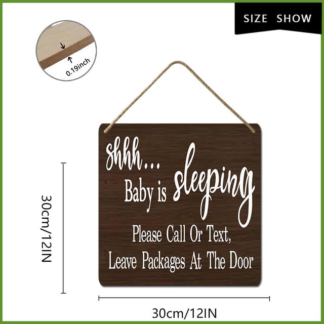 Lefangovs-12x12 IN Shhh Baby is Sleeping Sign Baby Door Sign,Not Disturb Hanger Sign Baby Room Hanging Wooden Decorative for Front Door,Home Farmhouse Baby Room Housewarming Gift, STYLE05