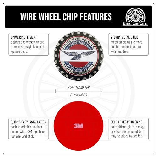 Image of Zenith Chrome Metal Wheel Chip Emblems (Set of 4) | Triple Chrome Plated Solid Metal Wheel Chip Emblems, 2.25 inch | for Lowriders with Cut or Recessed Knock Off Spinner Caps