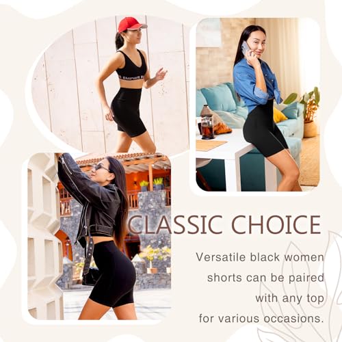 Sanpetix Gym Shorts for Women with Pockets, Black Cycling Shorts for Running Gym Yoga Biker Black 1 Pack LXL - Image 5