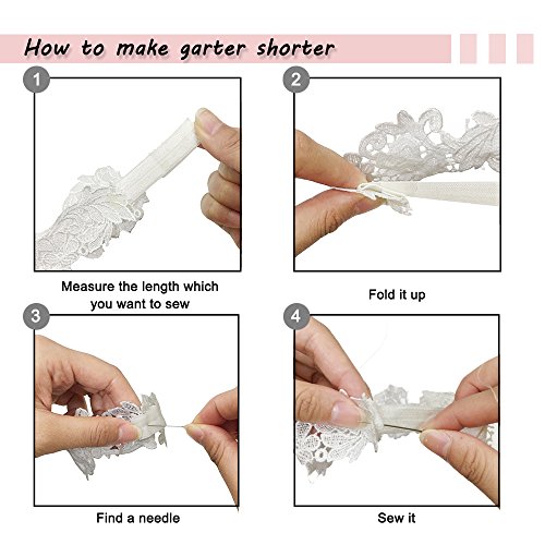 Lace Garter Set Wedding Garter Belt Flower Floral Design Garter for Bride - Thumbnail 4