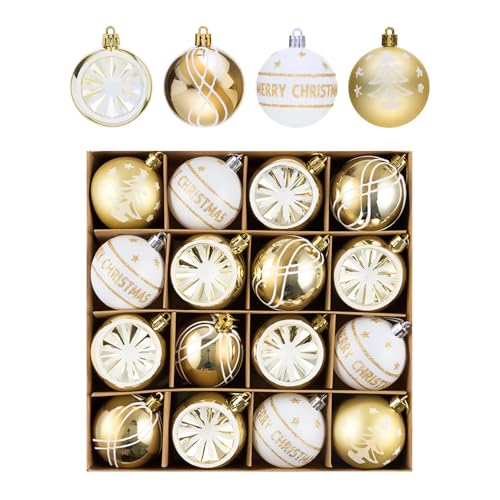 Weihnachtskugeln Christbaumkugeln Christbaumschmuck, 6CM 16 STK Weiß...