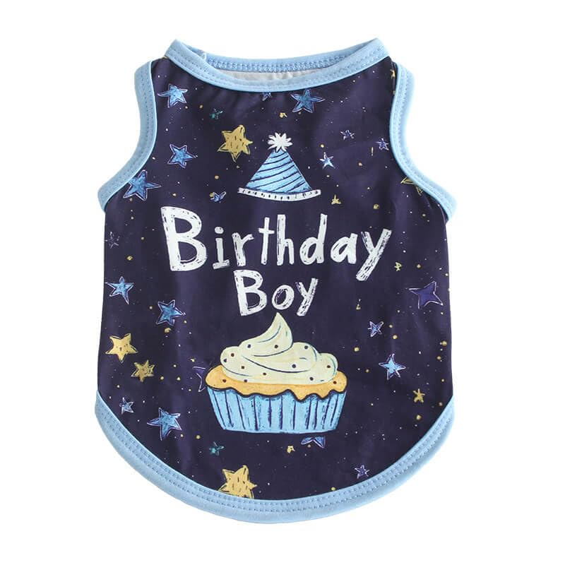 Izefia Dog Shirts Clothes Breathable Princess Birthday Boy Girl Cool Summer Tank Top Vest T Shirt for Small Dog Puppy Medium Cat Birthday Boy XS
