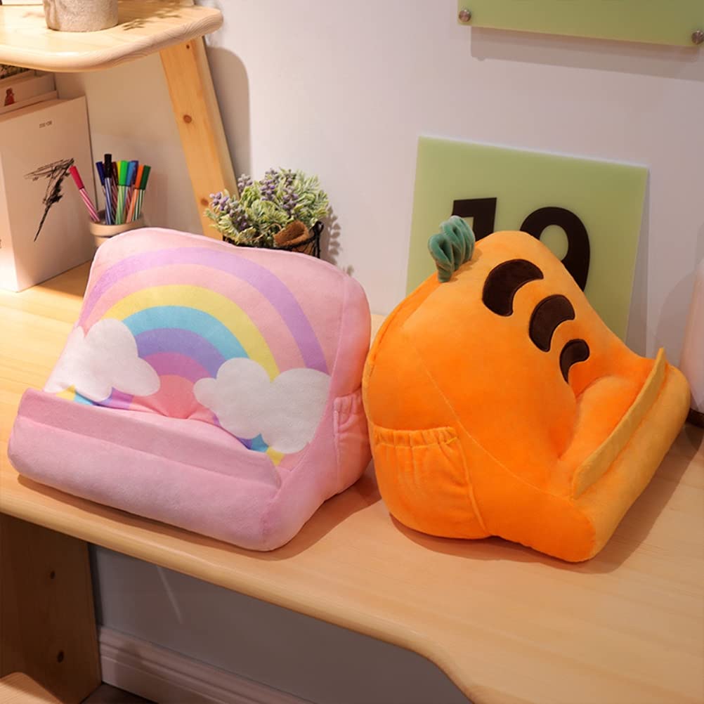 Support de Tablette d'oreiller, Support de comprimé Triangulaire, Coussin de Comprimés Moelleux Doux avec 2 Poches Latérales et Rangement Arrière pour Enfants (D)