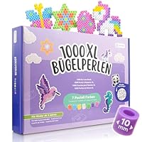 molinoRC Große Bügelperlen 10mm (1000 Stück) - XL Bügelperlen in 7 Pastell Farben - mit 30+ BONUS Vorlagen - Steckperlen groß ab 3 Jahren - aus hochwertigem Kunststoff für einfaches Bügeln & Basteln