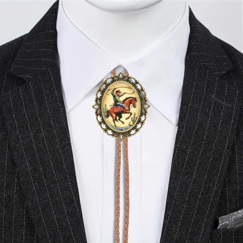 Image of Jeilwiy Bolo Tie for Men Western Cowboy Gothic Bolo Tie Necklace Halloween