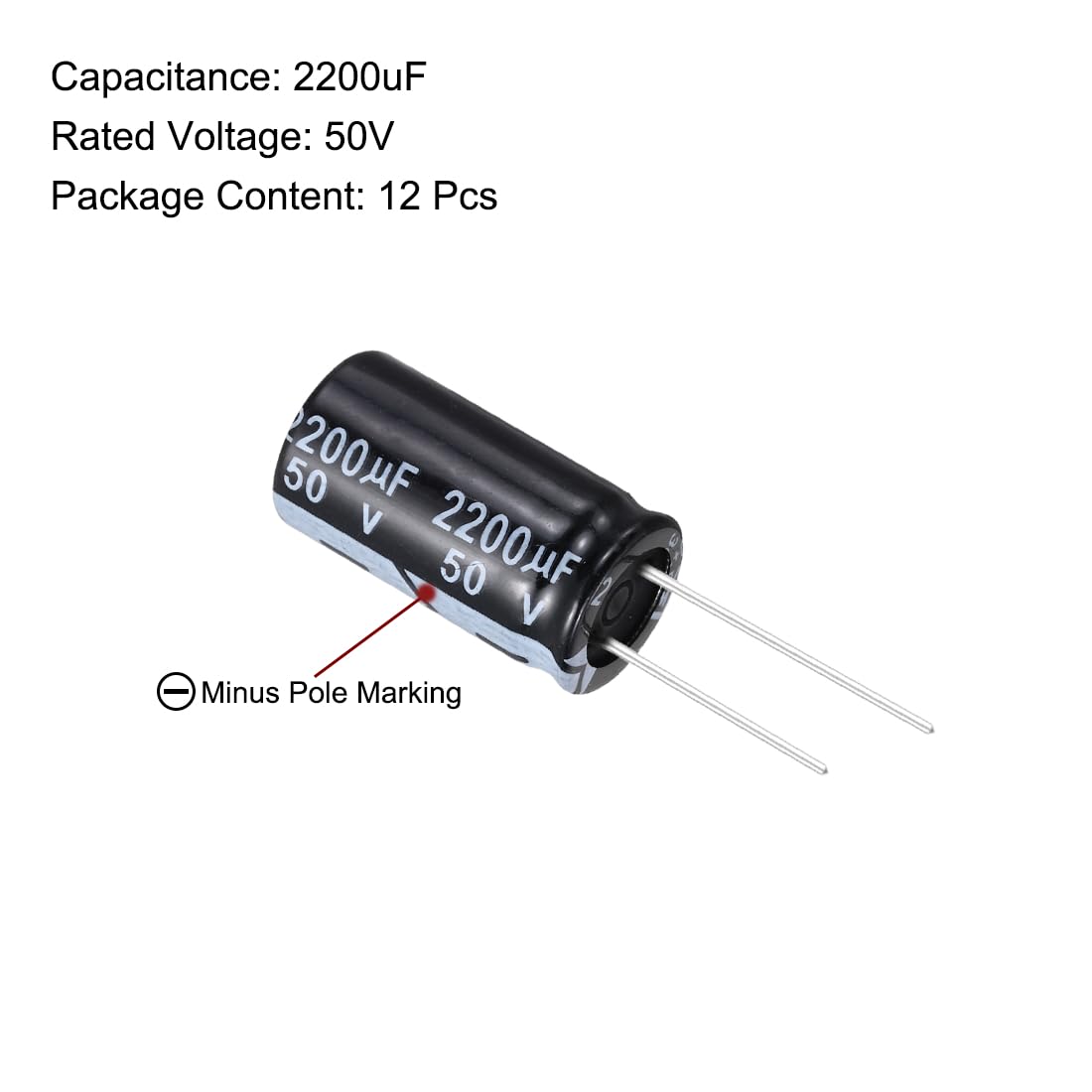 QUARKZMAN 2200uF 50 V 16 x 30 mm kondensator elektrolityczny, złącza promieniowe, kondensatory aluminiowe do telewizorów LCD monitora VCD 12 sztuk