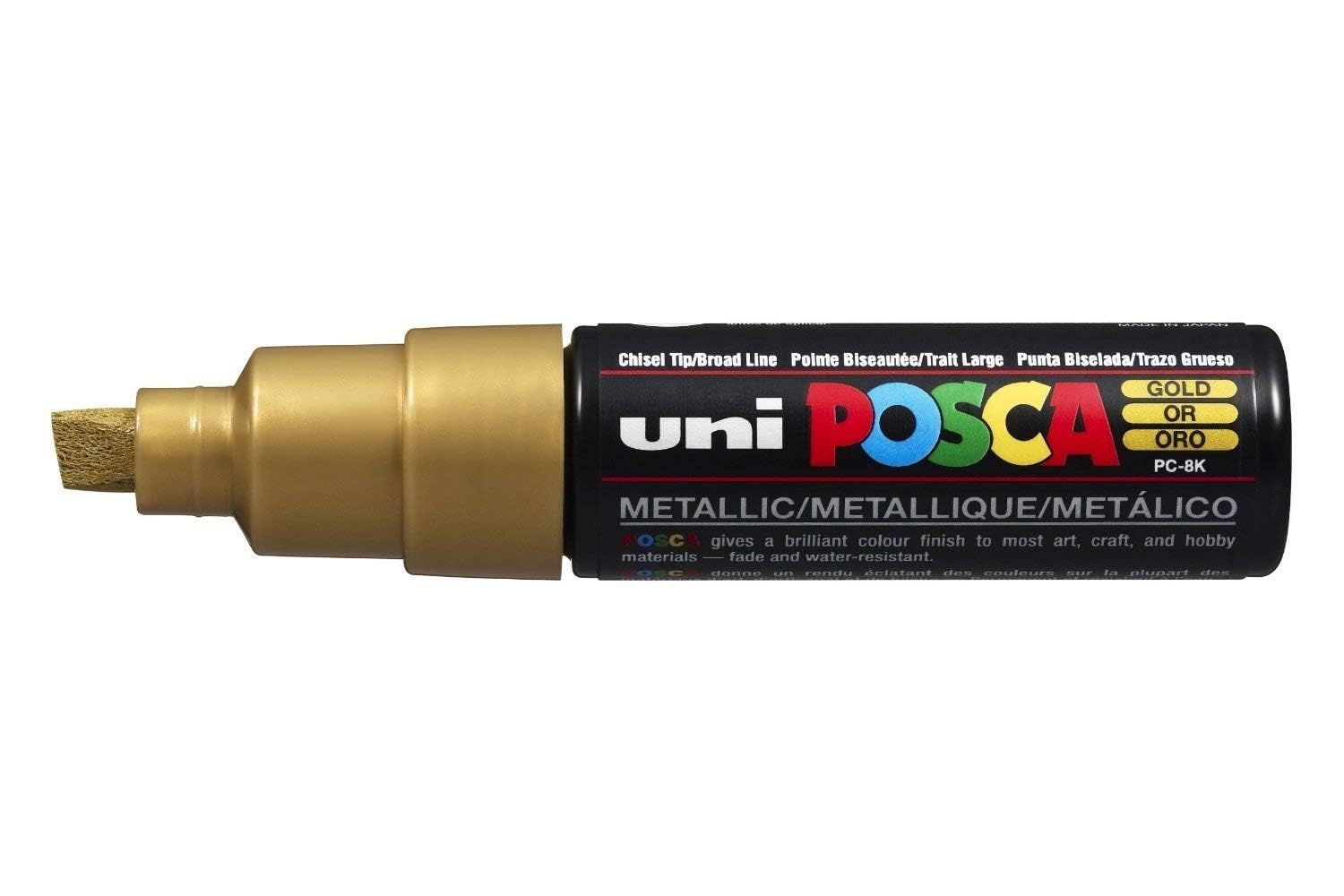 Posca Uni PC-8K Punta Plana Rotulador Pluma- Oro (Box Of 6)