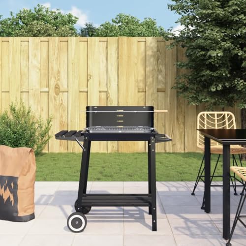 Brokky Barbacoa de carbón con Ruedas Acero Negro Parrilla Barbacoa Cajon Barbacoa
