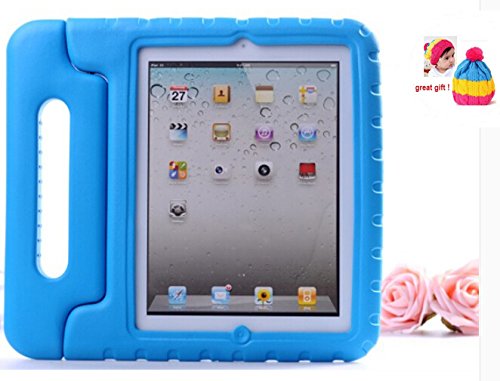 Bluenet Kids' Friendly EVA Cartoon Drop-Proof Color Case for iPad 5/Air + Fashion Hat Gift for Children (Blue)