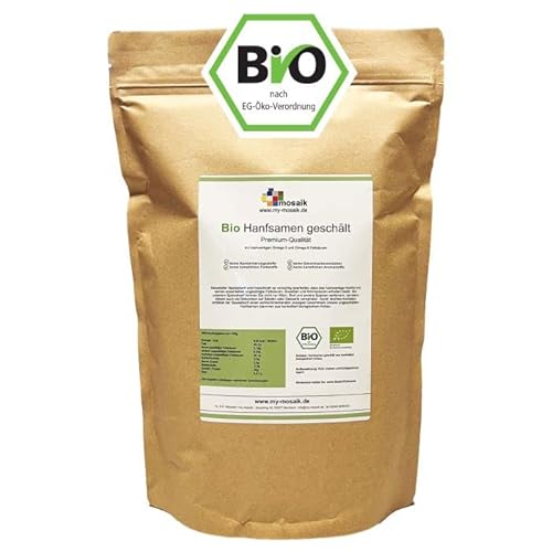 Bio Hanfsamen geschält aus Deutschland von my-mosaik, angebaut in Deutschland, vegan, Low Carb, zum Kochen und Backen (1000, 1) Cover