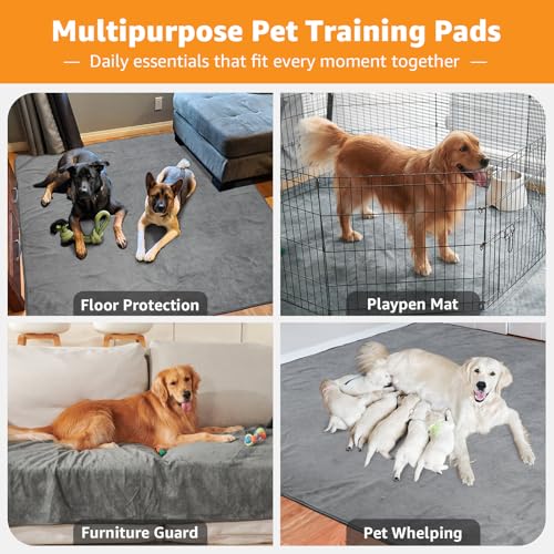 Washable Dog Pee Pad Extra Large: 72x72 Instant Absorb Training Pads, Non-Slip Pet Playpen Mat Waterproof Reusable Floor Mat for Puppy, Senior Dog Whelping Incontinence Housebreaking