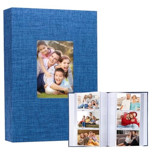 Album Photo 10x15 300 Pochette Horizontal Photos, Album photo avec Espace pour écrire et Fenêtre Avant, Couverture en Lin, pour Mariages, Enfants, Voyages,...