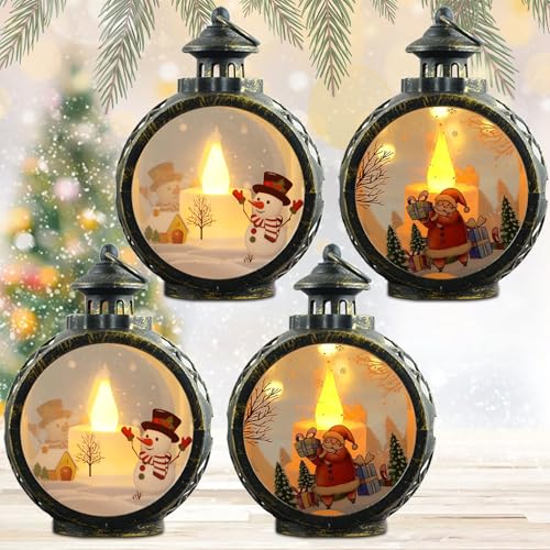 4 Stück Laterne Weihnachten, 8.5 x 12.5cm Weihnachten Deko...