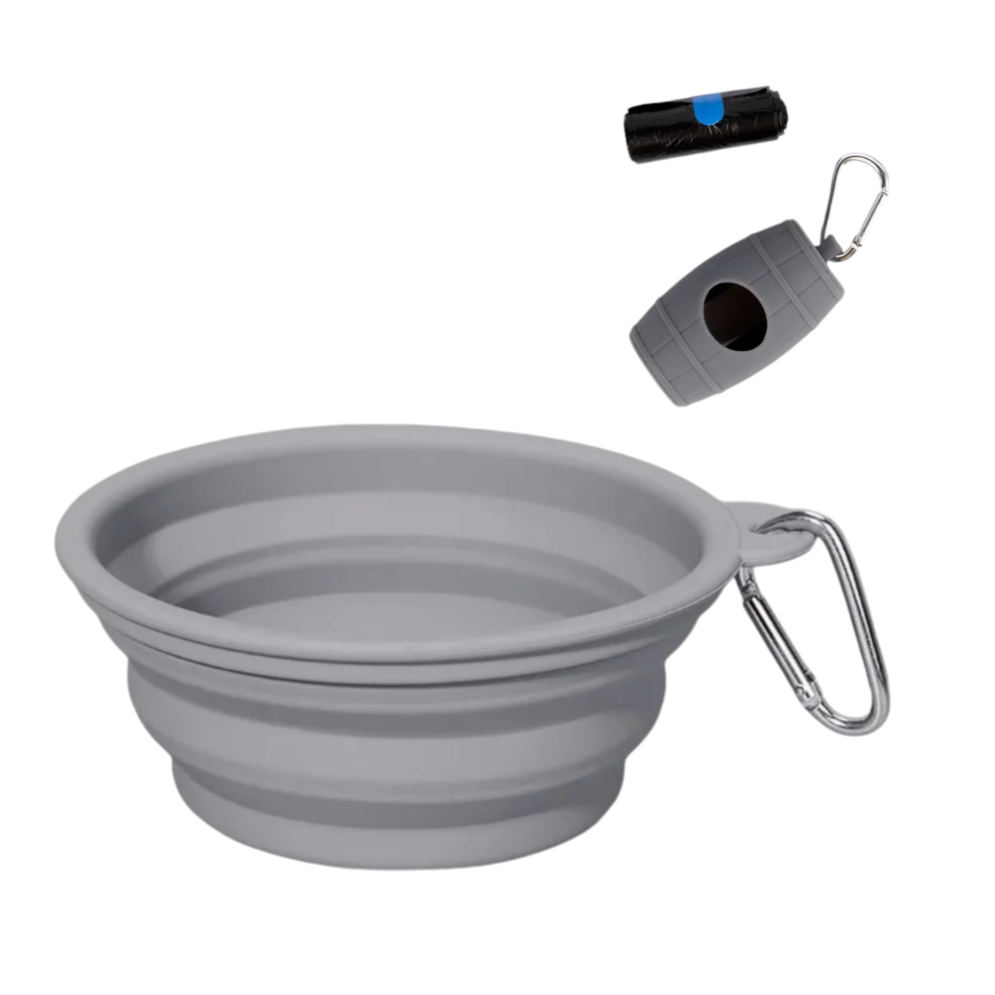 Silicone Collapsible Pet Bowl Set,Dog Cat Food Bowl with Waste Bag Dispenser,Portable Durable,Easy to Clean and Carry.