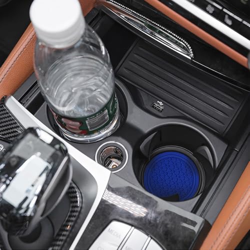 Image of Mandark 4PCS Car Cup Holder Coasters, 2.75 Inch Non-Slip Insert Water Bottle Holder Pads, Dustproof Automotive Interior Accessories Mat, Universal for Vehicles, Trucks, RVs and More (Blue)