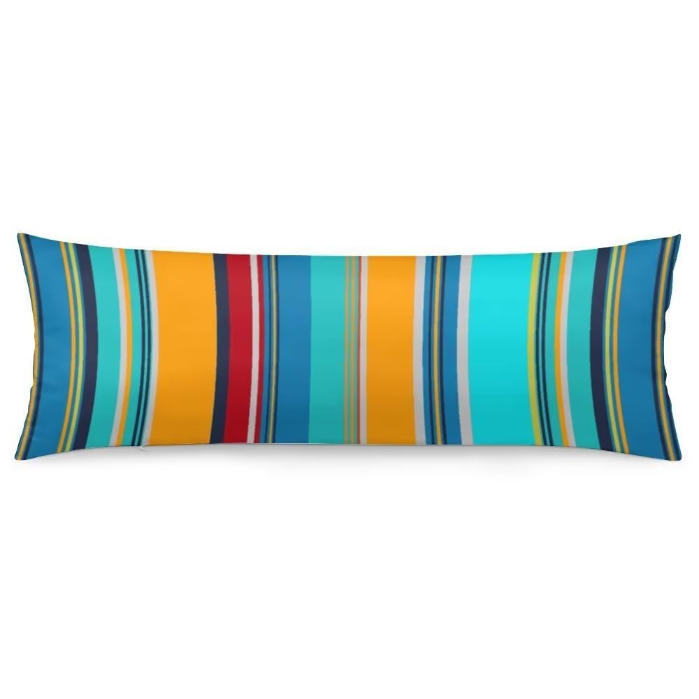 Stripe Bohemian Style Body Pillow Cover Colorful Stripes Long Pillow Case with Zipper Farmhouse Bedding Pillowcase Decorative Pillowcases Soft Cushion