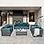 Lviden 5 Piece Wicker Patio Furniture Sets Outdoor Conversation Set, PE Rattan Sectional Sofa Couch with Storage Table and Non-Slip Peacock Blue Cushions, Furniture Covers Included