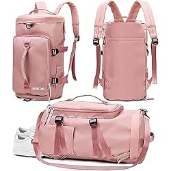 Bolsa de gimnasio para hombres y mujeres, bolsa de lona deportiva, mochila de viaje, bolsa de fin de semana con compartimento para zapatos MIYCOO, Rosado, 42L US, Deportes 4 Bolsa de gimnasio para hombres y mujeres, bolsa de lona deportiva, mochila de viaje, bolsa de fin de semana con compartimento para zapatos MIYCOO, Rosado, 42L US, Deportes