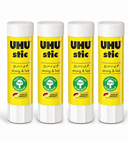 UHU STIC The Proven Glue Stick - Glues strongly quickly and permanently without solvent 8.2g 4pcs White