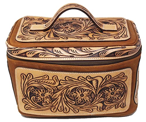 CHALLENGER Unisex Western Tooled Leather Cosmetic Dopp Kit Toiletry Bag 18RTT10