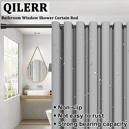 Qilerr Small Tension Curtain Rods 16 To 28 Inches Adjustable Extension Short Shower Rod Heavy Duty Non-Slip Non Drill Spring Tension Rod For Windows, Closet, Kitchen, Black #TOP6