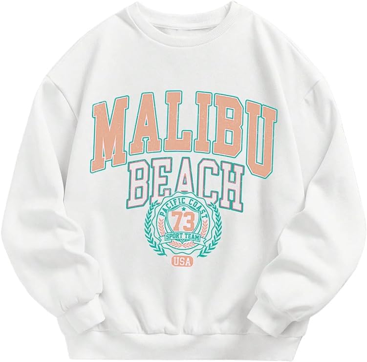 SOLY HUX Girl's Graphic Letter Print Sweatshirt Crewneck Long Sleeve Cute Drop Shoulder Pullover Tops