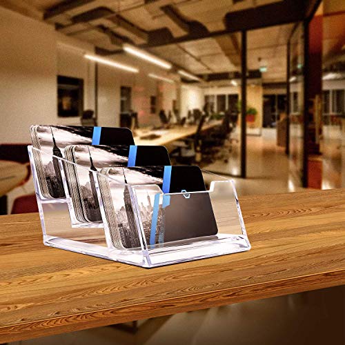 Image of DAHSHA 3 - Tier Premium Acrylic Transparent Crystal-Clear Visiting Business Card Holder /Display Stand Desk Organizer For Office Table