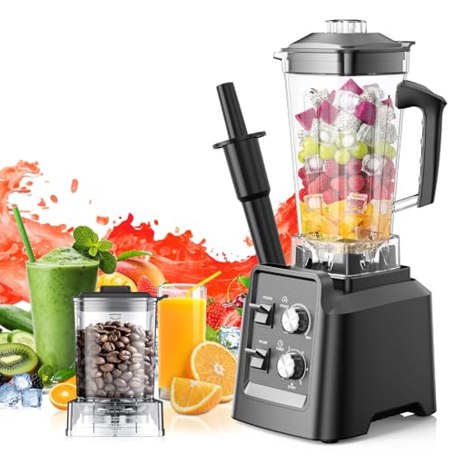 Blender for Smoothies - Blenders for Kitchen with 68Oz. Pitcher & 20Oz. Grinder, Smoothie Blender for Ice Crushing, Frozen Fruit, 28000 RPM, Black image 2