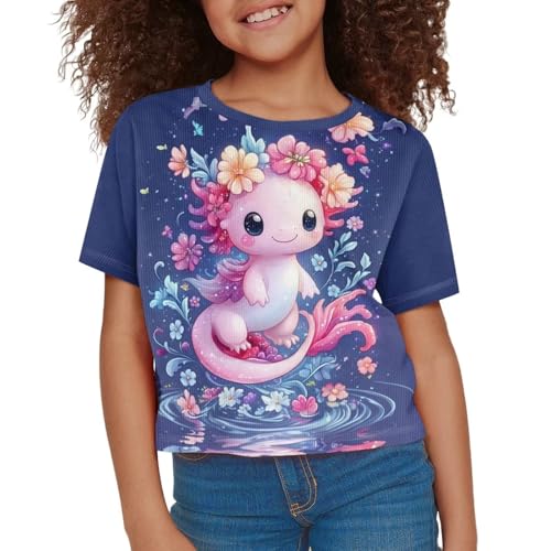 Image of Kids T Shirt Short Sleeve Crop Tops for Girls Summer Clothes Pullover Tees Shirt 5-14