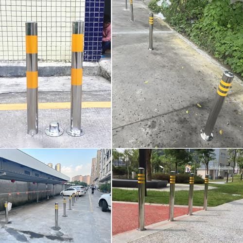 Bloque de estacionamiento resistente de acero inoxidable con llave y base 2