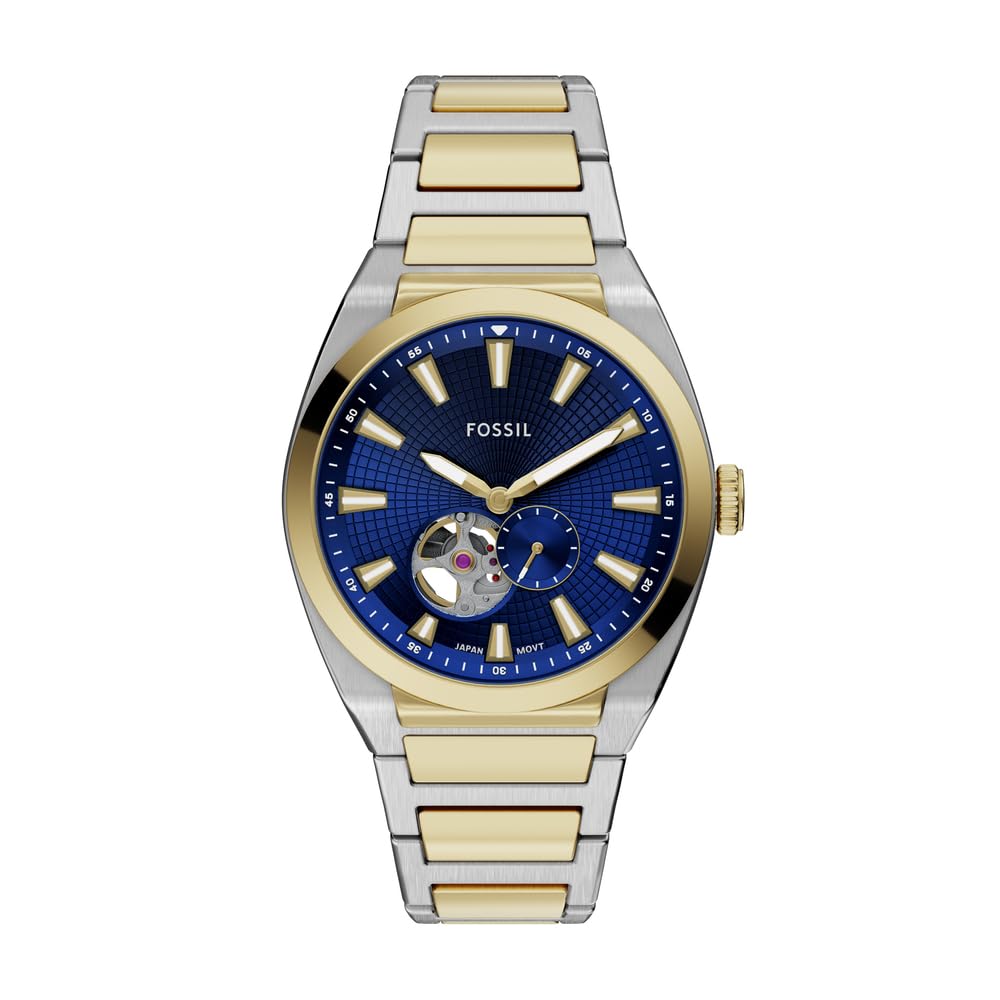 Fossil Everett Watch for Men, Automatic Three Hand Movement with Stainless Steel or Leather Strap