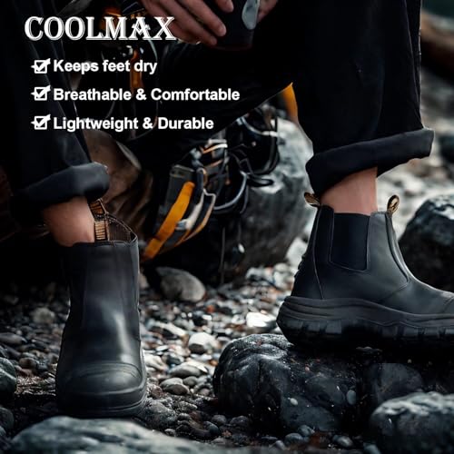 Black 6“ Men's Work Boots Soft Toe/Composite Toe Water Resistant Slip Resistant Anti-Static Comfortable Corrected leather Boots3
