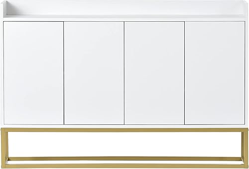 Miniatura 1 de RuiSiSi Moderno aparador de madera con dispositivo de rebote de apertura recta, aparador de cocina, gabinete de almacenamiento de bufé, mesa de