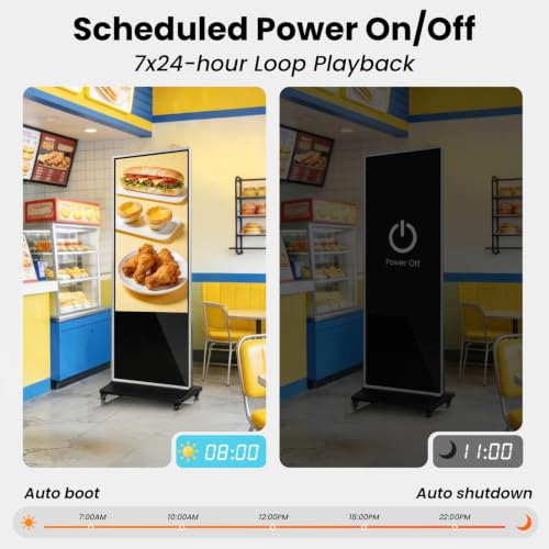 Image of 43 inch Digital Signage Display Kiosk Indoor Floor Standing Advertising | 4K Android 14 4 + 32 Storage, USB WiFi HDMI Bluetooth Input, Smart Split Screen, Free CMS, 700 Nits, Life over 50,000 hour
